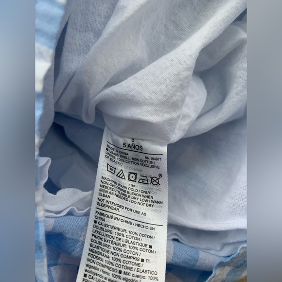 Janie and Jack Size 5 The Emma Gingham Smocked Romper Blue White Plaid One Piece - Picture 10 of 10